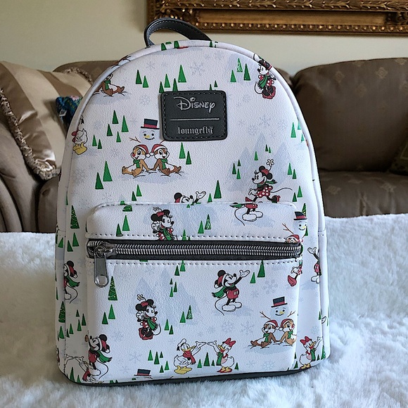 Disney Loungefly Mickey Mouse and Friends Snow Day Christmas Holiday Backpack - Picture 2 of 5